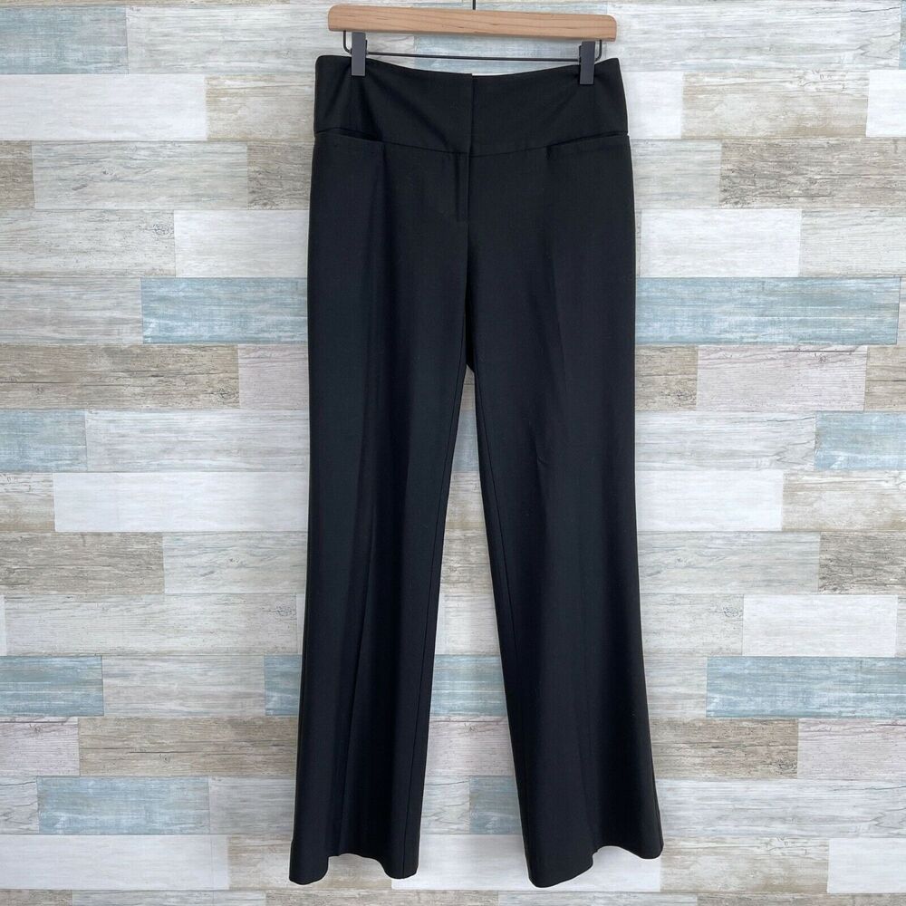 Karen Kane Career Trouser Pants Solid Black Mid Rise Stretch Unlined Womens 4